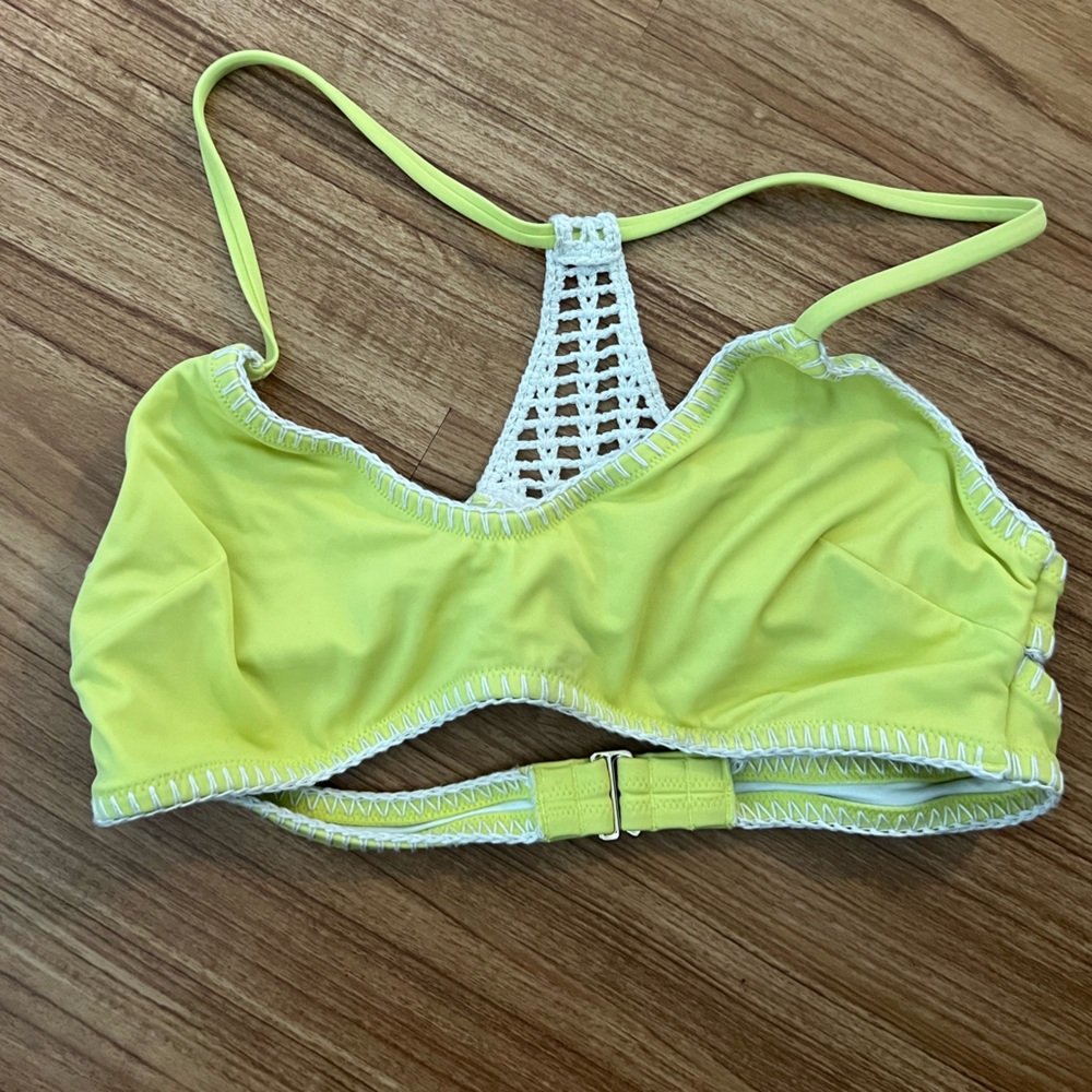 Victoria's Secret Yellow and White Bikini Top